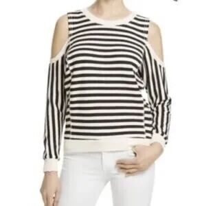 NWOT PHILANTHROPY MAIA COLD SHOULDER STRIPED CUTOUT SWEATSHIRT - XS